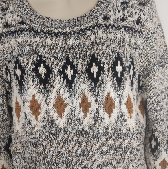 H&M Marled Tribal Print Chunky Boxy Sweater Sz M - Picture 5 of 11